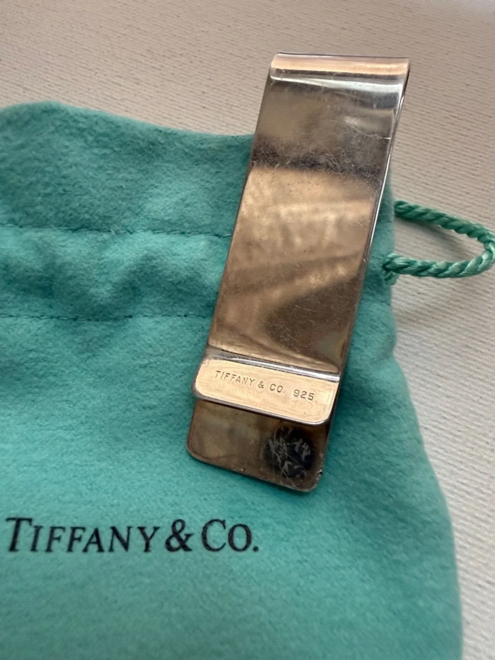Tiffany & Co. Sterling Silver 925 Money Clip w/Pouch engraved WSCGC